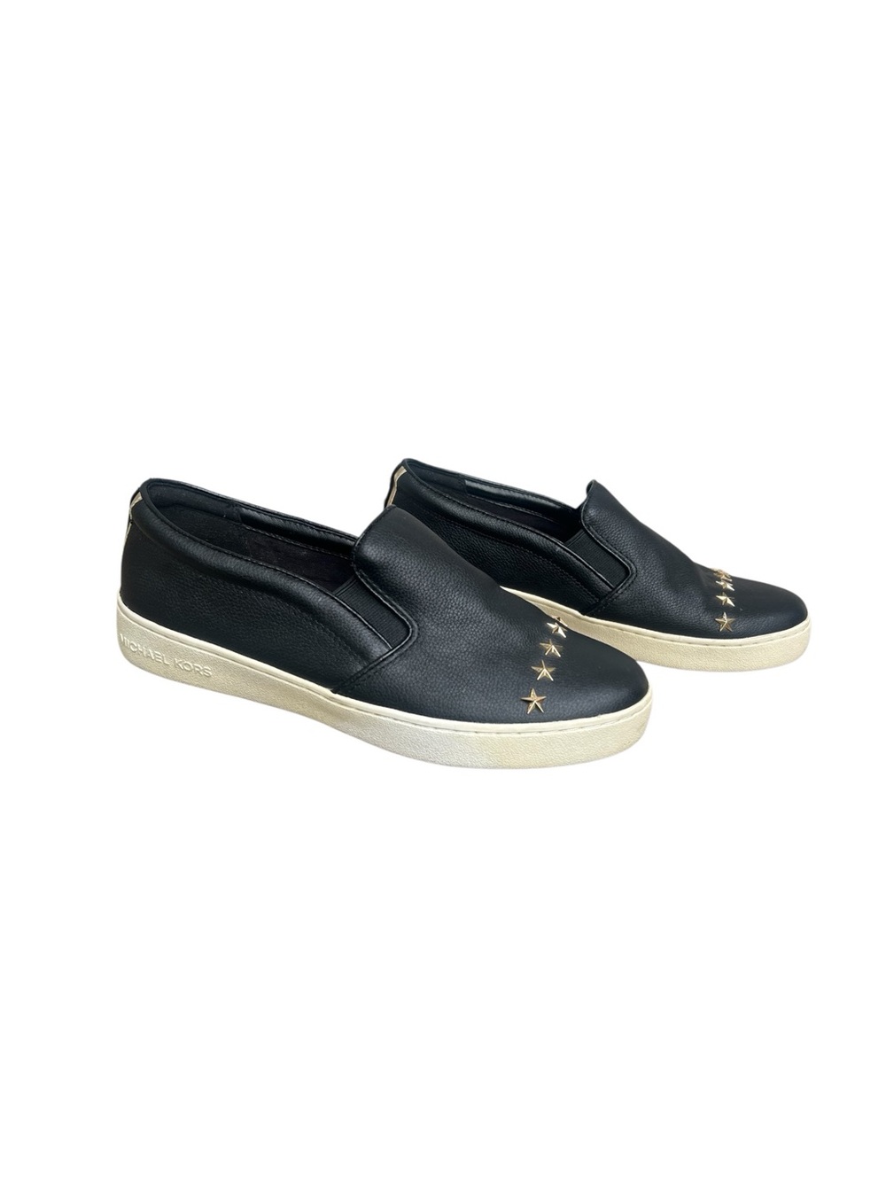 Michael KORS Keaton Pebbled leather Gold Stars Slip-On. SZ. 8